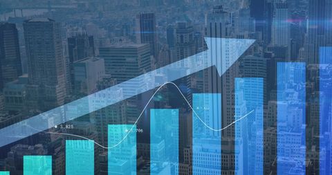 financial growth chart overlaying urban skyline - Download Free Stock Images Pikwizard.com