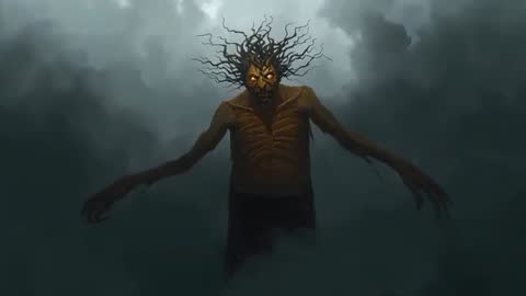 Mystical Entity Amidst Dark Clouds