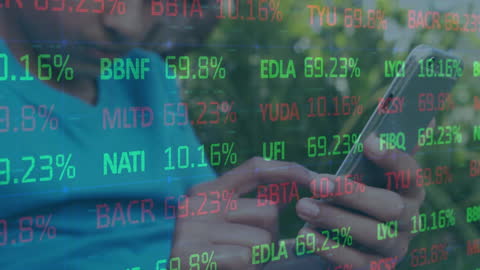 Man Analyzing Stock Market Trends on Smartphone