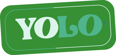 YOLO Stamp Design on Transparent Green Background
