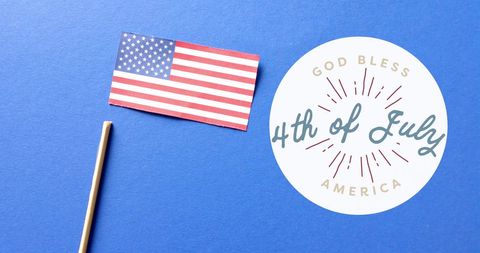 Celebrating July 4th with American Flag and Patriotic Message