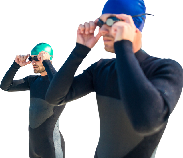 Professional Swimmers Adjusting Goggles on Transparent Background - Download Free Stock Videos Pikwizard.com