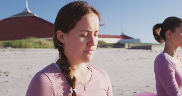 Close-Up of Woman Meditating Outdoors on Sunny Day - Download Free Stock Images Pikwizard.com