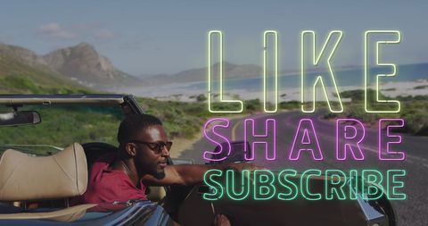 African American Male Driver Free Spirited Car Journey Coastline