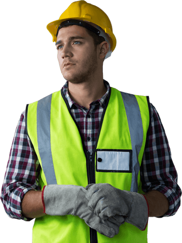 transparent image of male worker wearing safety gear and hard hat - Download Free Stock Videos Pikwizard.com
