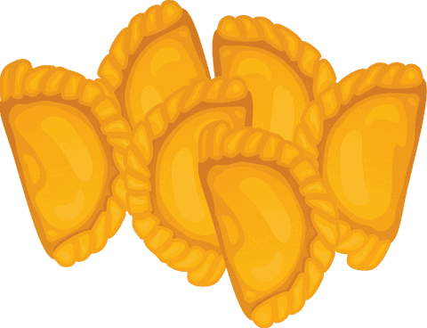 Golden dumplings illustration on transparent background