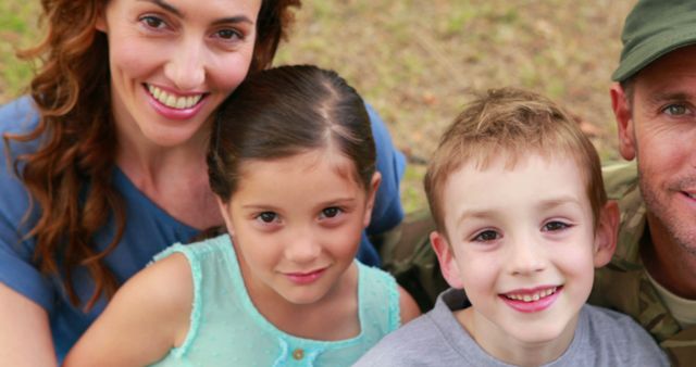 Happy Family Posing Together Outdoors - Download Free Stock Images Pikwizard.com