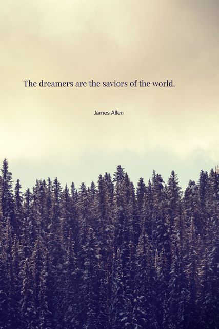 Serene Snowy Forest with Inspirational Quote on Tranquility and Dreams - Download Free Stock Templates Pikwizard.com