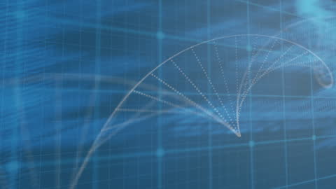 Futuristic Blue DNA Mesh with Gridlines and Wave