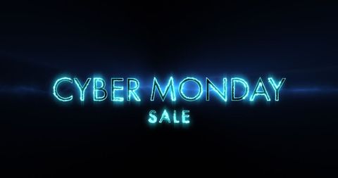 Glowing Neon Cyber Monday Sale on Black Background