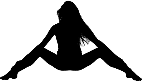 Transparent silhouette of woman in seated exercise pose