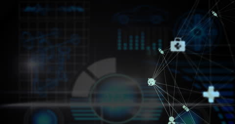 Digital Medical Interface with Connected Globes and Data Graphics