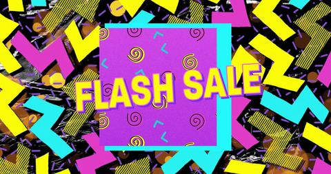 Colorful Retro Flash Sale Banner with Abstract Patterns