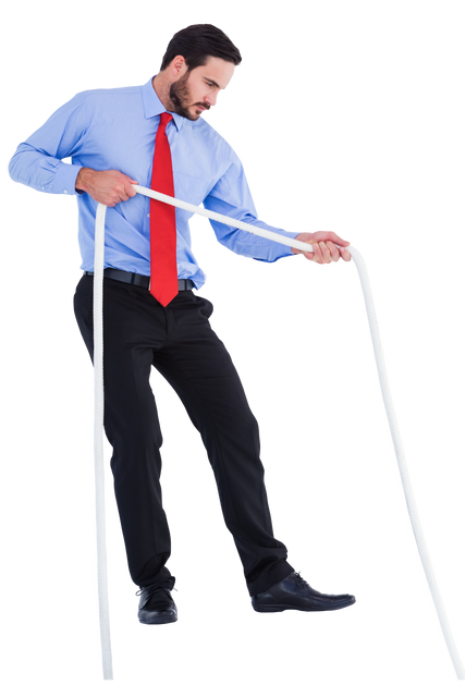 Transparent Businessman Pulling Rope on Isolated Background - Download Free Stock Videos Pikwizard.com