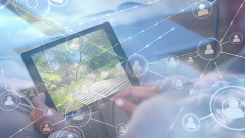 Digital Tablet and Global Networking Concept with Cloud Interfaces