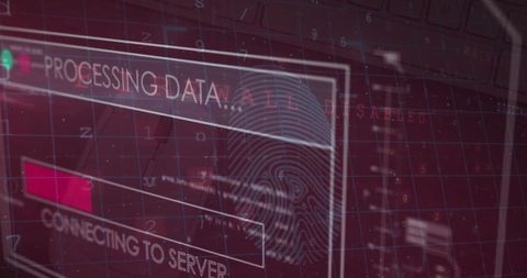 Cybersecurity Data Processing with Fingerprint Scanner and Security Icon - Download Free Stock Images Pikwizard.com