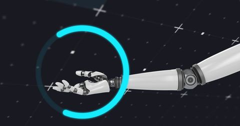 Futuristic Robotic Arm with Digital Interface Elements - Download Free Stock Images Pikwizard.com