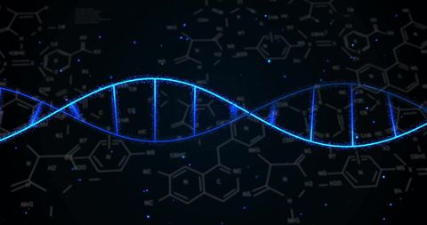 DNA Strand with Chemical Formulas on Dark Background - Download Free Stock Images Pikwizard.com