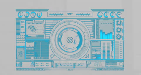 Futuristic Digital HUD Interface for Data Processing Concept
