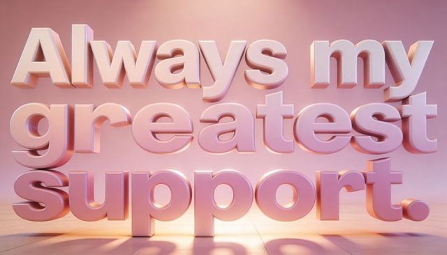 3d glossy pink typography always my greatest support with soft pastel reflections