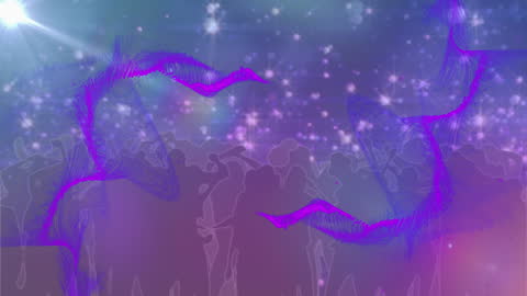 Magical Stars and Purple Waves in Mystical Scene