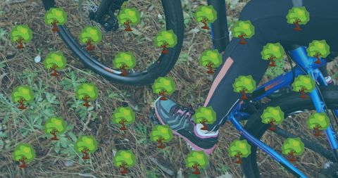 Cyclist Outdoor Adventure Riding Mountain Bike on Trail