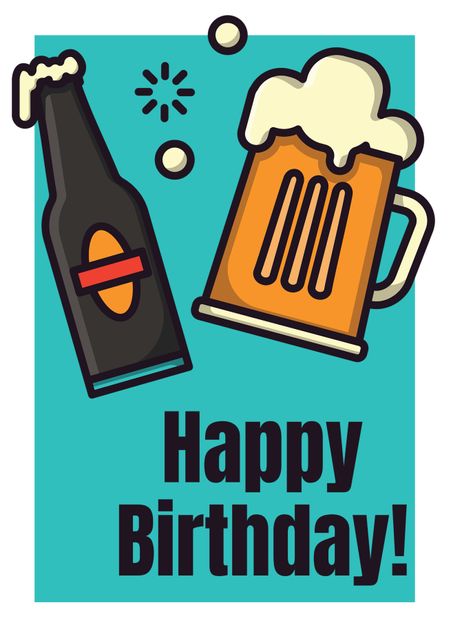 Animated Beer Bottle and Mug Birthday Greeting - Download Free Stock Templates Pikwizard.com