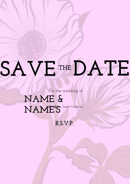 Floral Save The Date Invitation Template for Weddings and Special Events - Download Free Stock Templates Pikwizard.com