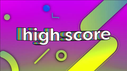 High Score Text with Vibrant Geometric Shapes