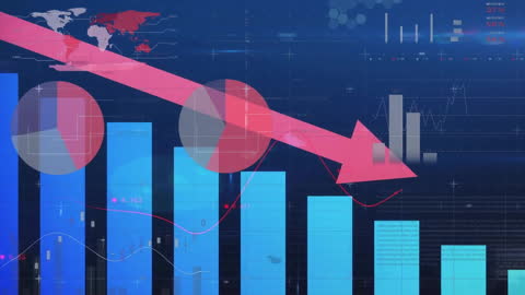 Financial Data Analysis with Downtrend Arrow and Global Map