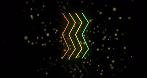 Abstract neon lines with glowing spots on black
