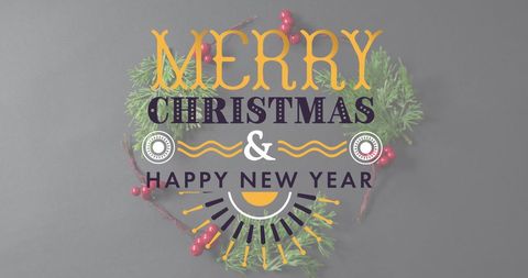 Creative merry christmas and happy new year design on gray background