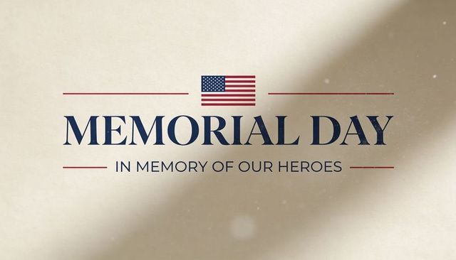 Memorial day remembrance banner with american flag and minimalist serif typography