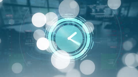 Innovative Digital Clock Overlay with Futuristic Data Interface