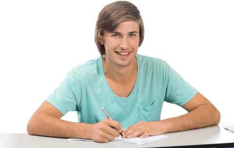 confident caucasian teen writing at desk on transparent background - Download Free Stock Videos Pikwizard.com