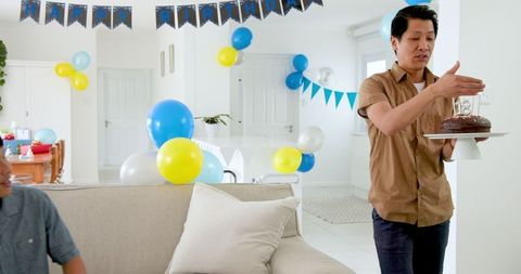 Joyful Birthday Celebration with Friends and Festive Decorations