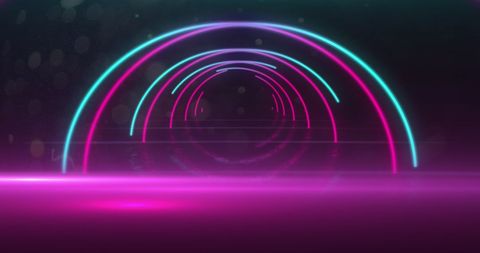 Futuristic Neon Tunnel with Glowing Arcs