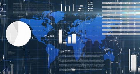 Global digital interface with map and data analytics