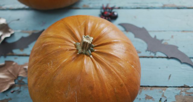 Rustic Halloween Decorations with Pumpkin, Bat, and Spider - Download Free Stock Images Pikwizard.com