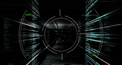 Futuristic Digital Interface with Data Streams