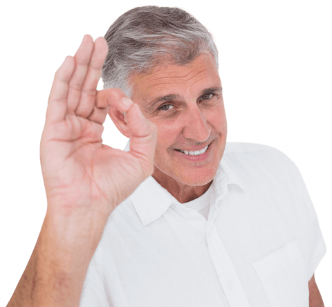 smiling mature man showing ok gesture in transparent background - Download Free Stock Videos Pikwizard.com