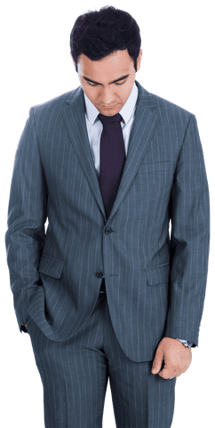 Pensive Businessman Isolated on Transparent Background