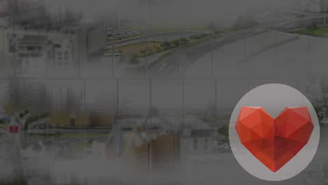 Animated Statistics Overlaying Urban Cityscape