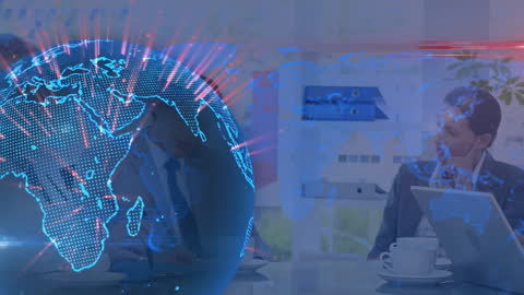 Business Team with Data and Enhanced World Animation Concept