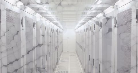 Advanced Digital Network Cloud Over High-Tech Server Room