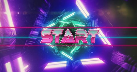 Neon Glowing Tunnel Game Start Banner