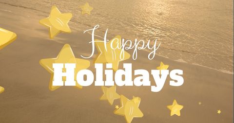 Bright Stars Over Beach with Happy Holidays Text - Download Free Stock Images Pikwizard.com