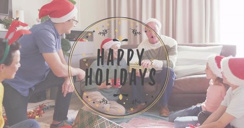 Caucasian Family Celebrating Christmas Together with Joyful Expressions