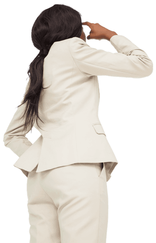 Thoughtful African American Businesswoman on Transparent Background