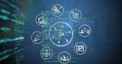 Global Technology Network Icons on Data Processing Background - Download Free Stock Images Pikwizard.com